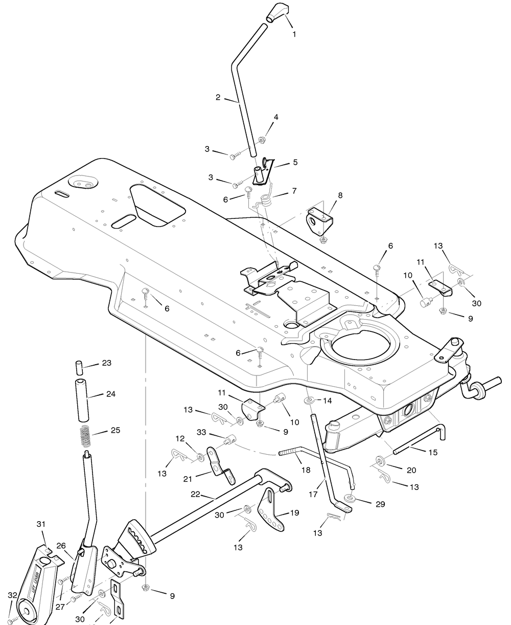 Mower Housing Suspension Diagram and Parts List for 38633X92A 1996 Briggs and Stratton Lawn Tractor